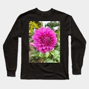 Bright Pink Dahlia Long Sleeve T-Shirt